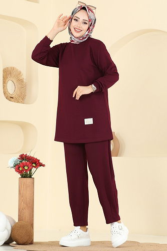 moda selvim طقم خمري 2732AYD574 - Thumbnail