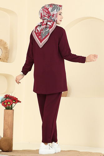 moda selvim طقم خمري 2732AYD574 - Thumbnail