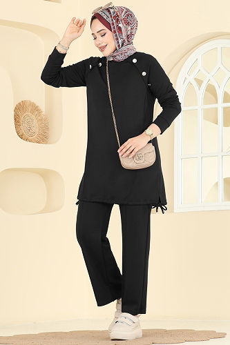 moda selvim طقم أسود 2733AYD574 - Thumbnail