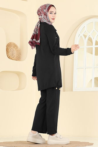 moda selvim طقم أسود 2733AYD574 - Thumbnail