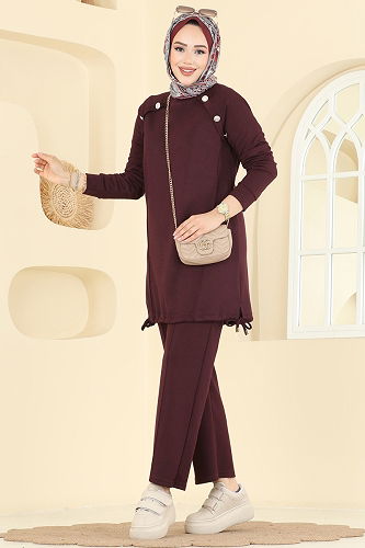 moda selvim طقم خمري 2733AYD574 - Thumbnail