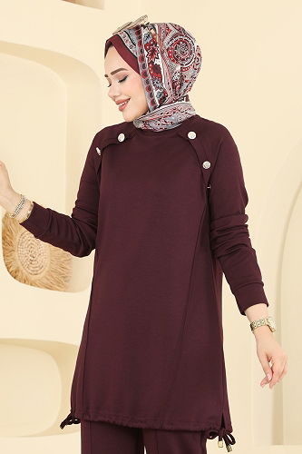 moda selvim طقم خمري 2733AYD574 - Thumbnail