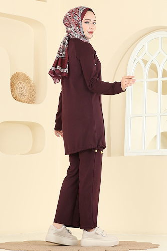 moda selvim طقم خمري 2733AYD574 - Thumbnail