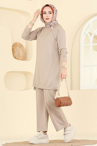 moda selvim طقم بيج 2733AYD574 - Thumbnail