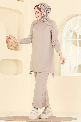 moda selvim طقم بيج 2733AYD574 - Thumbnail