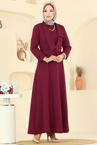 moda selvim طقم خمري 2735SL432 - Thumbnail