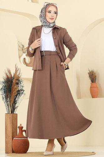 moda selvim طقم بيج غامق 2736SL432 - Thumbnail