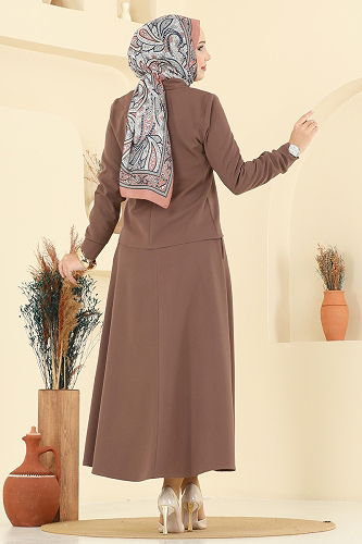 moda selvim طقم بيج غامق 2736SL432 - Thumbnail