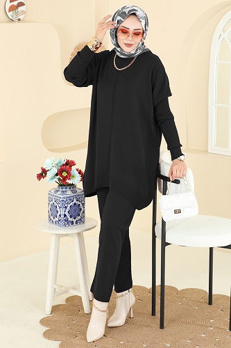 moda selvim طقم أسود 2737AYD574 - Thumbnail