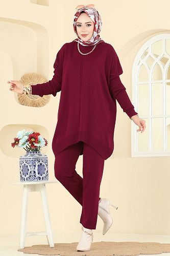 moda selvim طقم خمري 2737AYD574 - Thumbnail