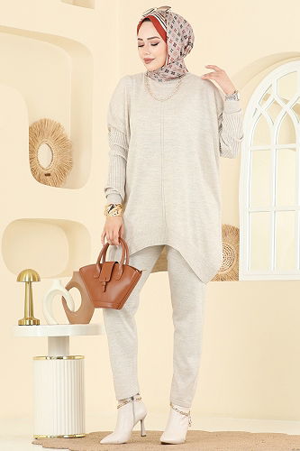 moda selvim طقم بيج 2737AYD574 - Thumbnail