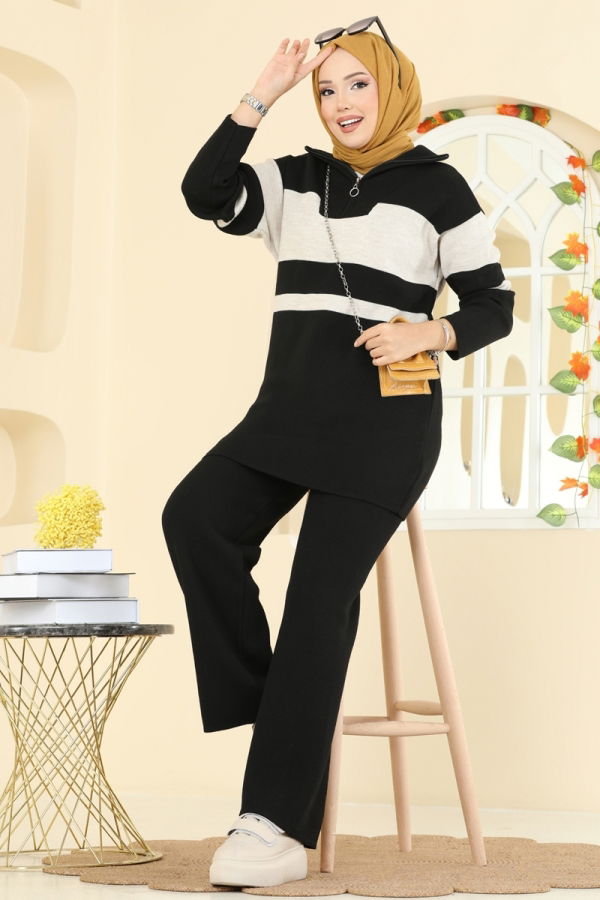 Modaselvim الاطقم طقم أسود 2738AYD574