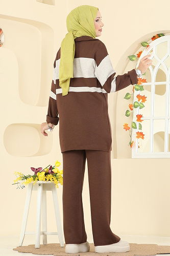 moda selvim طقم بني 2738AYD574 - Thumbnail