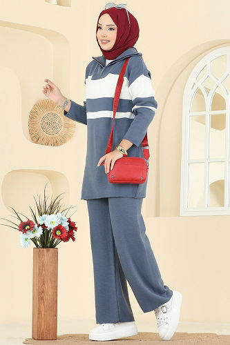 moda selvim طقم ازرق 2738AYD574 - Thumbnail