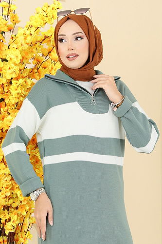 moda selvim طقم أخضر باهت 2738AYD574 - Thumbnail