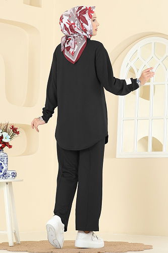 moda selvim طقم أسود 2740AYD574 - Thumbnail