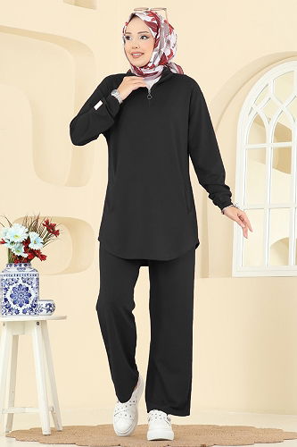 moda selvim طقم أسود 2740AYD574 - Thumbnail