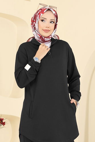 moda selvim طقم أسود 2740AYD574 - Thumbnail