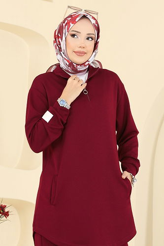 moda selvim طقم خمري 2740AYD574 - Thumbnail