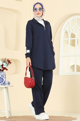 moda selvim طقم كحلي 2740AYD574 - Thumbnail