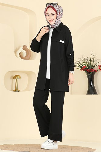 moda selvim طقم أسود 2741AYD574 - Thumbnail