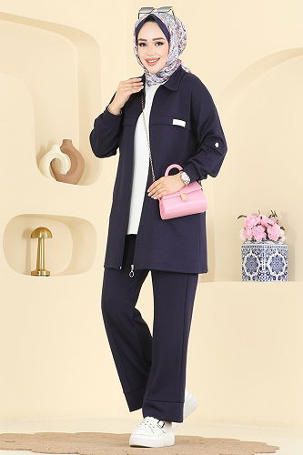 moda selvim طقم كحلي 2741AYD574 - Thumbnail