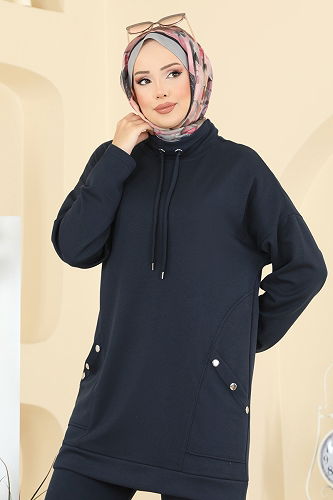 moda selvim طقم رمادي غامق 2742AYD574 - Thumbnail