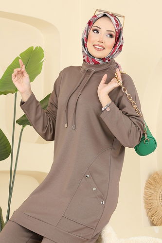 moda selvim طقم بيج غامق 2742AYD574 - Thumbnail