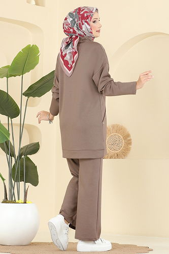 moda selvim طقم بيج غامق 2742AYD574 - Thumbnail