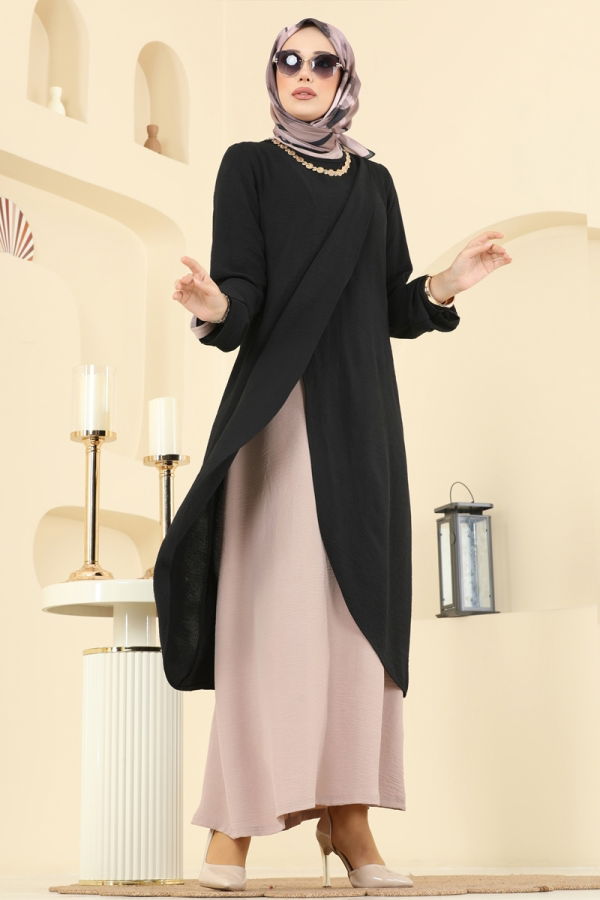 Modaselvim الاطقم طقم أسود وبيج 2742SL432