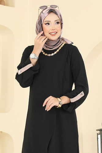 moda selvim طقم أسود وبيج 2742SL432 - Thumbnail