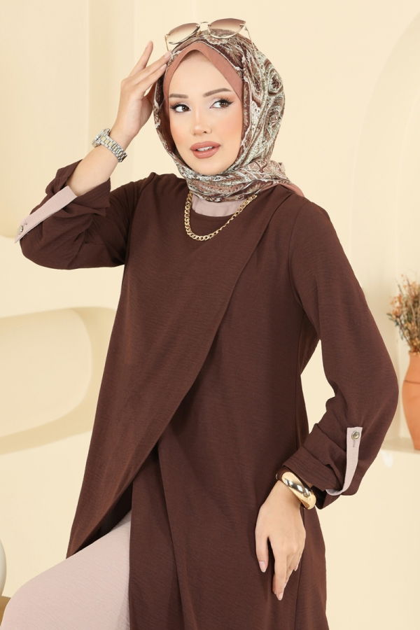 Modaselvim الاطقم طقم بني وبيج 2742SL432