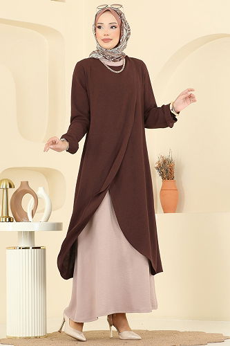 moda selvim طقم بني وبيج 2742SL432 - Thumbnail