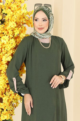 moda selvim طقم أخضر عفني و بيج 2742SL432 - Thumbnail