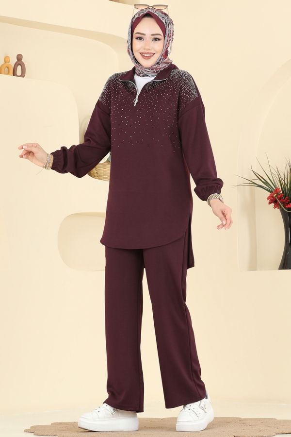 Modaselvim Hijab Combinations Combined 2743AYD574 Burgundy