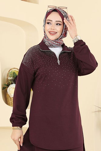 moda selvim طقم خمري 2743AYD574 - Thumbnail