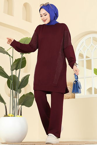 moda selvim Combined 2744AYD574 Burgundy - Thumbnail