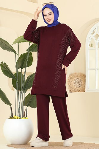 moda selvim طقم خمري 2744AYD574 - Thumbnail