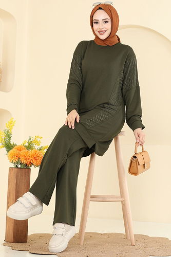 moda selvim طقم اخضر عفني 2744AYD574 - Thumbnail