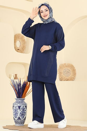 moda selvim طقم كحلي 2744AYD574 - Thumbnail