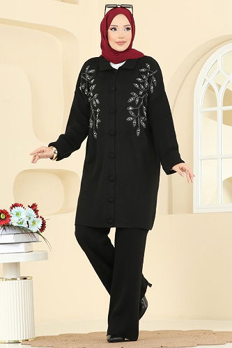 moda selvim طقم أسود 2745AYD574 - Thumbnail