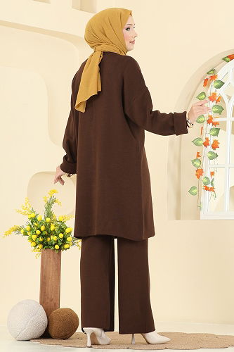 moda selvim طقم بني 2745AYD574 - Thumbnail