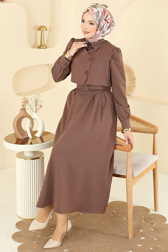 moda selvim طقم بيج غامق 2745SL432 - Thumbnail