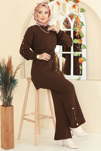 moda selvim طقم بني 2746AYD574 - Thumbnail