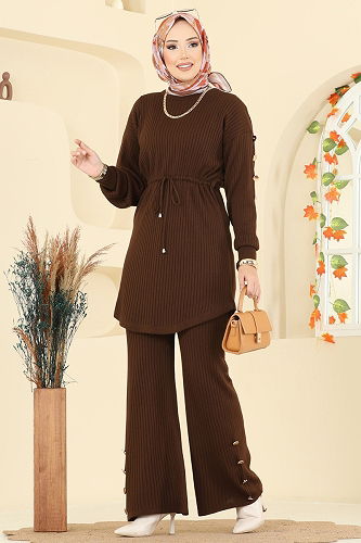 moda selvim طقم بني 2746AYD574 - Thumbnail