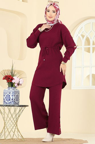 moda selvim طقم خمري 2746AYD574 - Thumbnail