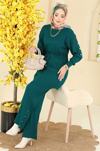 moda selvim طقم زيتي 2746AYD574 - Thumbnail