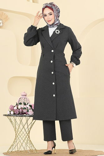 moda selvim طقم رمادي غامق 2747SL432 - Thumbnail