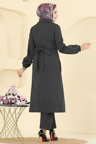 moda selvim طقم رمادي غامق 2747SL432 - Thumbnail