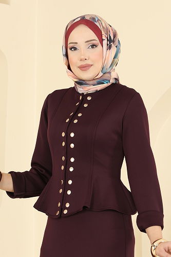 moda selvim طقم خمري 2748SL432 - Thumbnail